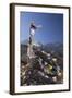 Nepal, Mustang. Prayer Flags Fluttering at Dajori La Pass, High Up Above the Village of Samar.-Katie Garrod-Framed Photographic Print