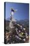 Nepal, Mustang. Prayer Flags Fluttering at Dajori La Pass, High Up Above the Village of Samar.-Katie Garrod-Stretched Canvas