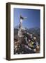 Nepal, Mustang. Prayer Flags Fluttering at Dajori La Pass, High Up Above the Village of Samar.-Katie Garrod-Framed Photographic Print