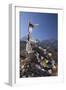 Nepal, Mustang. Prayer Flags Fluttering at Dajori La Pass, High Up Above the Village of Samar.-Katie Garrod-Framed Photographic Print