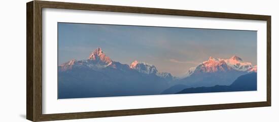 Nepal, Pokhara, Sarangkot, Panoramic View of Annapurna Himalaya Mountain Range-Michele Falzone-Framed Photographic Print