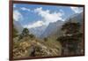 Nepal Valley Reaching Back into the Himalayas with a Chorten-Bill Bachmann-Framed Photographic Print