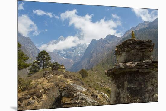 Nepal Valley Reaching Back into the Himalayas with a Chorten-Bill Bachmann-Mounted Premium Photographic Print