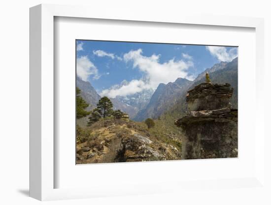 Nepal Valley Reaching Back into the Himalayas with a Chorten-Bill Bachmann-Framed Photographic Print