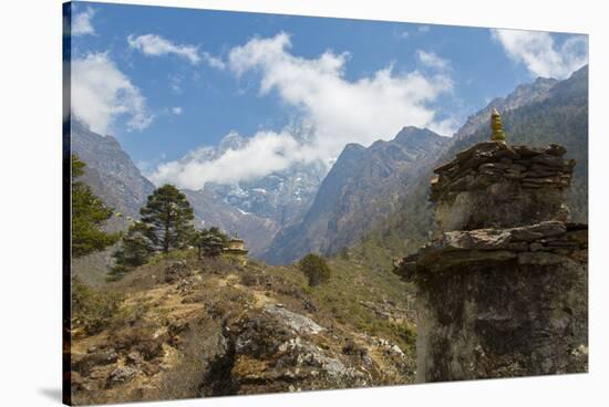 Nepal Valley Reaching Back into the Himalayas with a Chorten-Bill Bachmann-Stretched Canvas