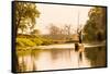 Nepalese gondolier in Chitwan National Forest, Nepal, Asia-Laura Grier-Framed Stretched Canvas