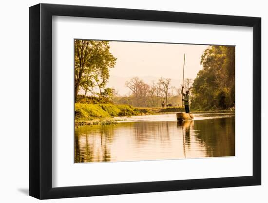 Nepalese gondolier in Chitwan National Forest, Nepal, Asia-Laura Grier-Framed Photographic Print