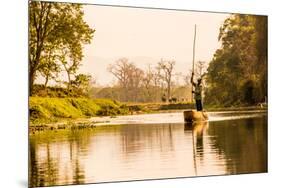 Nepalese gondolier in Chitwan National Forest, Nepal, Asia-Laura Grier-Mounted Premium Photographic Print