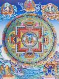 Green Tara Mandala depicting the maternal protector from all dangers in the ocean of existence-Nepalese School-Stretched Canvas