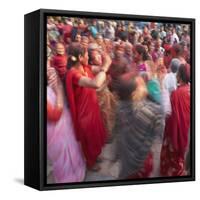 Nepalese Women Celebrating Holi Festival, Bhaktapur, Kathmandu Valley, Nepal-Ian Trower-Framed Stretched Canvas