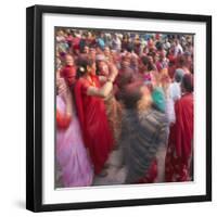 Nepalese Women Celebrating Holi Festival, Bhaktapur, Kathmandu Valley, Nepal-Ian Trower-Framed Photographic Print