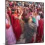 Nepalese Women Celebrating Holi Festival, Bhaktapur, Kathmandu Valley, Nepal-Ian Trower-Mounted Photographic Print