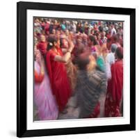 Nepalese Women Celebrating Holi Festival, Bhaktapur, Kathmandu Valley, Nepal-Ian Trower-Framed Photographic Print