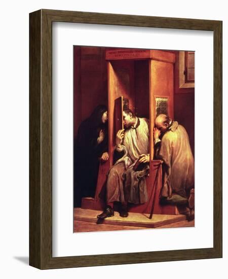 Nepomuk Takes the Confession of the Queen of Bohemia-Giuseppe Maria Crespi-Framed Giclee Print