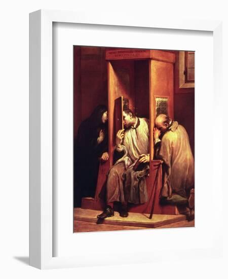 Nepomuk Takes the Confession of the Queen of Bohemia-Giuseppe Maria Crespi-Framed Giclee Print