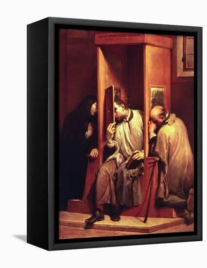 Nepomuk Takes the Confession of the Queen of Bohemia-Giuseppe Maria Crespi-Framed Stretched Canvas