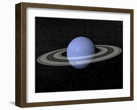 Neptune and its Rings Against a Starry Background-null-Framed Art Print