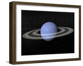 Neptune and its Rings Against a Starry Background-null-Framed Art Print