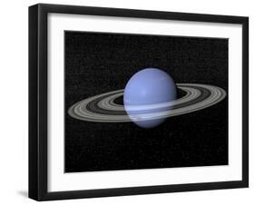 Neptune and its Rings Against a Starry Background-null-Framed Art Print