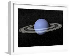 Neptune and its Rings Against a Starry Background-null-Framed Art Print