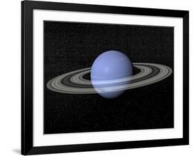 Neptune and its Rings Against a Starry Background-null-Framed Art Print