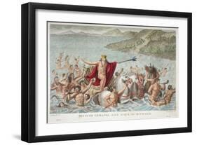 Neptune Calming the Waves, Book I, Illustration from Ovid's Metamorphoses, Florence, 1832-Luigi Ademollo-Framed Giclee Print