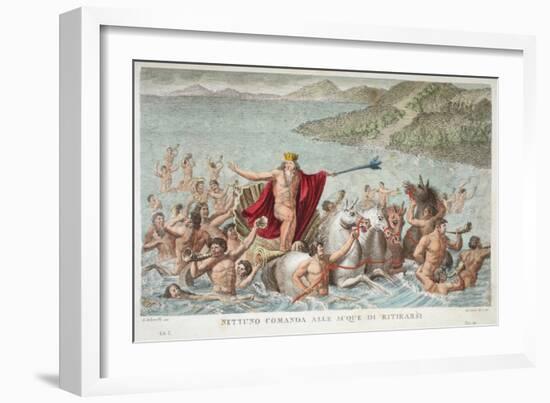 Neptune Calming the Waves, Book I, Illustration from Ovid's Metamorphoses, Florence, 1832-Luigi Ademollo-Framed Giclee Print