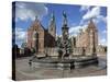 Neptune Fountain and Royal Wing, Frederiksborg Palace, Hillerad, Zealand, Denmark, Europe-Stuart Black-Stretched Canvas