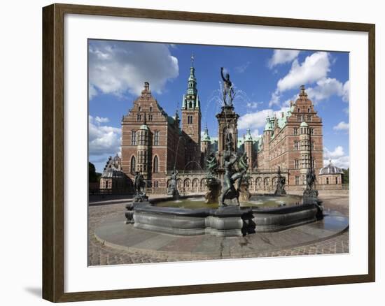 Neptune Fountain and Royal Wing, Frederiksborg Palace, Hillerad, Zealand, Denmark, Europe-Stuart Black-Framed Photographic Print