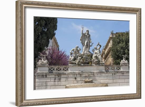 Neptune Fountain in Piazza Del Popolo, Rome, Lazio, Italy-James Emmerson-Framed Photographic Print