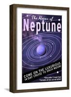 Neptune Retro Space Travel-Lynx Art Collection-Framed Art Print