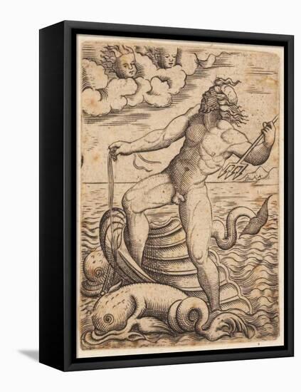 Neptune Riding in a Seashell Chariot, 15th Century-null-Framed Stretched Canvas