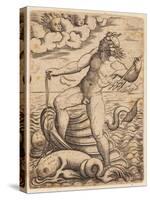 Neptune Riding in a Seashell Chariot, 15th Century-null-Stretched Canvas