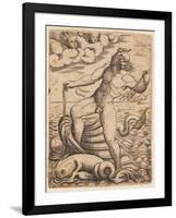 Neptune Riding in a Seashell Chariot, 15th Century-null-Framed Giclee Print