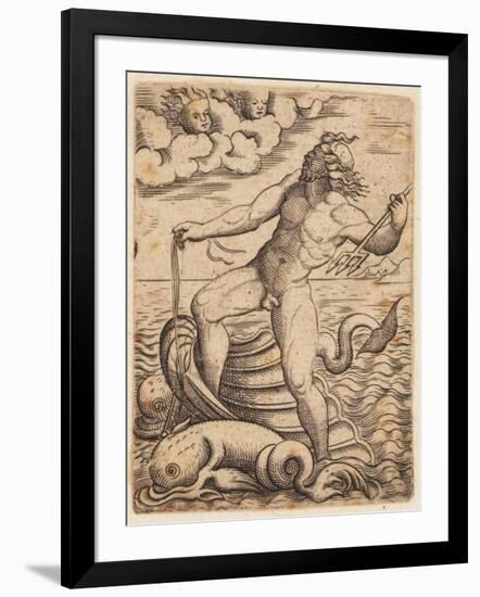 Neptune Riding in a Seashell Chariot, 15th Century-null-Framed Giclee Print