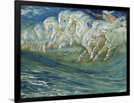 Neptune's Horses, Illustration for "The Greek Mythological Legend," Published in London, 1910-Walter Crane-Framed Giclee Print