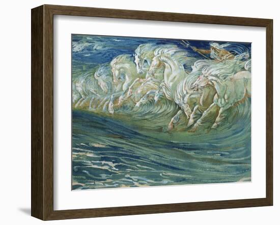 Neptune's Horses, Illustration for "The Greek Mythological Legend," Published in London, 1910-Walter Crane-Framed Giclee Print