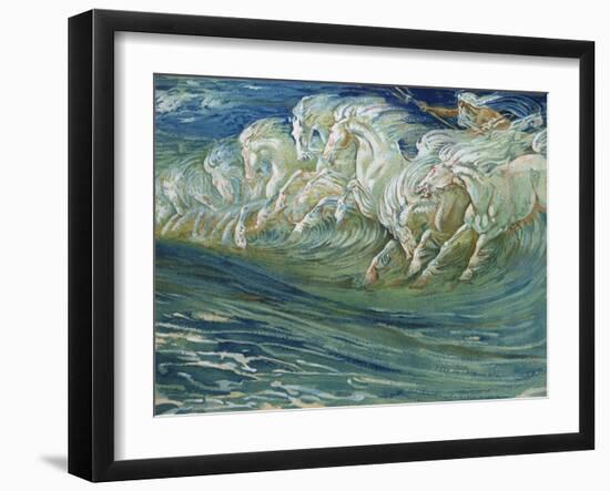 Neptune's Horses, Illustration for "The Greek Mythological Legend," Published in London, 1910-Walter Crane-Framed Giclee Print