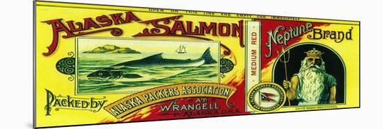 Neptune Salmon Can Label - Wrangell, AK-Lantern Press-Mounted Art Print