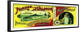 Neptune Salmon Can Label - Wrangell, AK-Lantern Press-Framed Premium Giclee Print