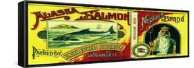 Neptune Salmon Can Label - Wrangell, AK-Lantern Press-Framed Stretched Canvas