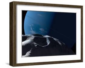 Neptune Seen from the Surface of its Tiny Moon, Naiad-Stocktrek Images-Framed Photographic Print