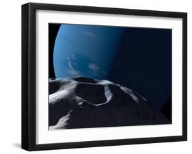 Neptune Seen from the Surface of its Tiny Moon, Naiad-Stocktrek Images-Framed Photographic Print