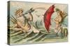 Neptune Sporting with Mermaid, Illustration-null-Stretched Canvas