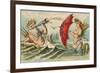 Neptune Sporting with Mermaid, Illustration-null-Framed Premium Giclee Print