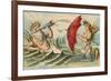 Neptune Sporting with Mermaid, Illustration-null-Framed Premium Giclee Print