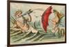 Neptune Sporting with Mermaid, Illustration-null-Framed Art Print