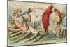 Neptune Sporting with Mermaid, Illustration-null-Mounted Art Print