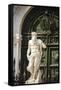 Neptune statue at the entrance to the Arsenal, Venice, Veneto, Italy-Russ Bishop-Framed Stretched Canvas