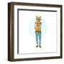 Nerdy Cat Hipster-Olga_Angelloz-Framed Art Print